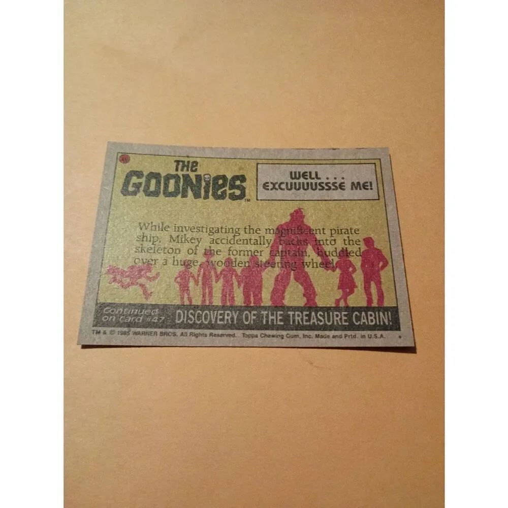 Vintage 1985 Warner Bros Topps Gum Goonies Trading Card #46 Well... Excuse Me - Picture 2 of 2